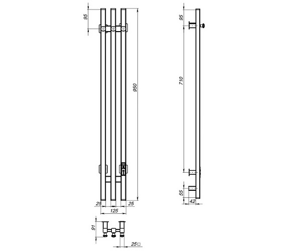 полотенцесушитель ARINGA ТОКИО КВ3 120х950